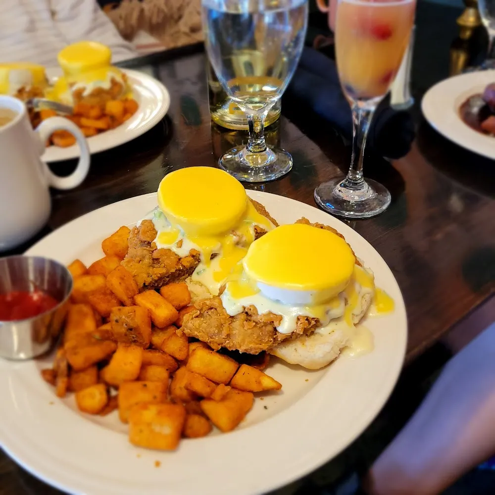 Breakfast Burrito and Chicken Fried Steak Benedict